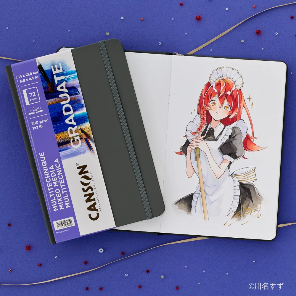 グラジュエイトブック　ミックスメディア　ホワイトペーパー　長辺綴じ　＜A5変型＞